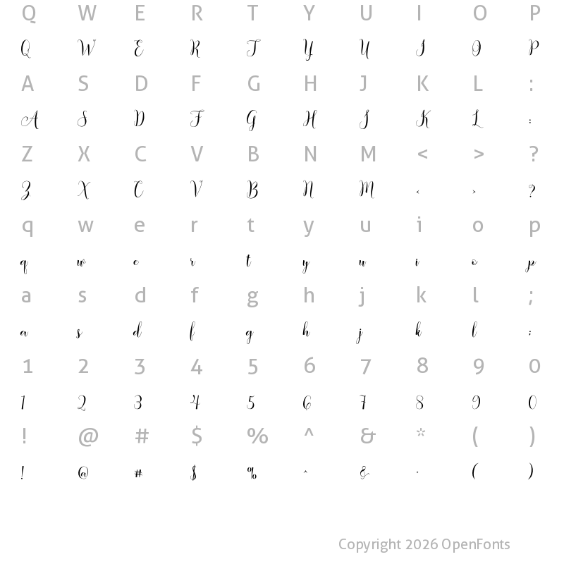 Character Map of Amberland Script Regular