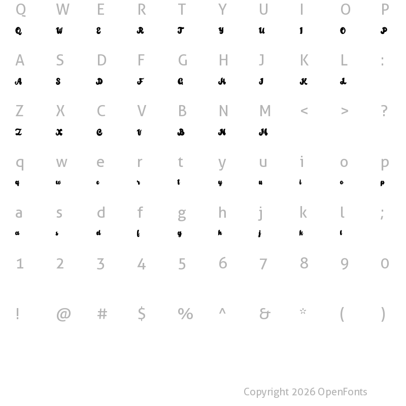 Character Map of Amberlion Free Regular