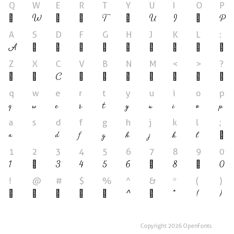 Character Map of Amberly-Regular ?