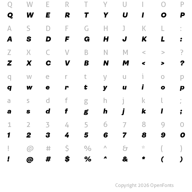 Character Map of Ambit Black Italic