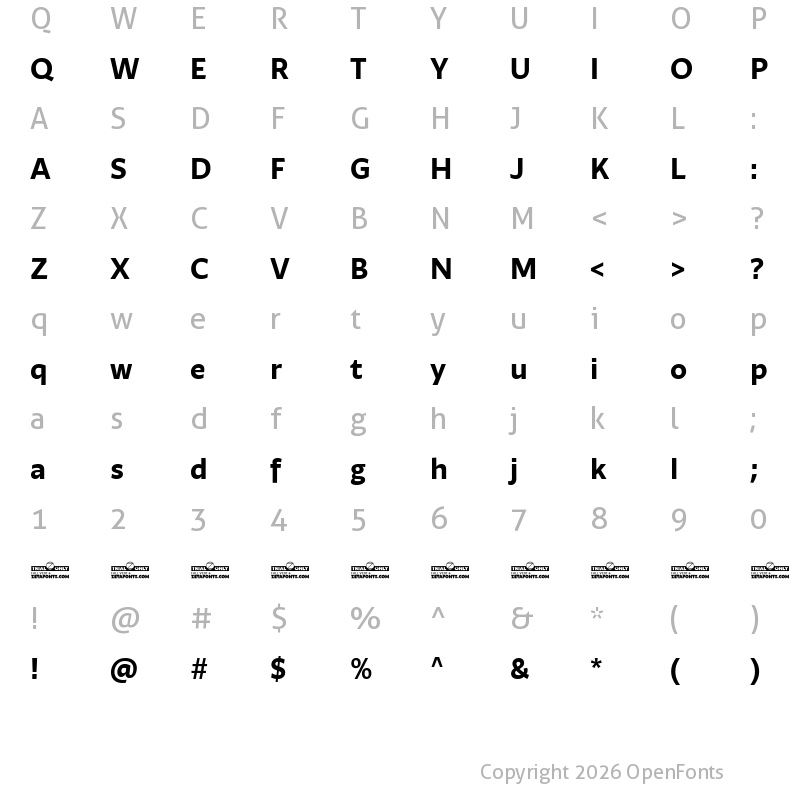Character Map of Ambra Sans Text Trial Bold