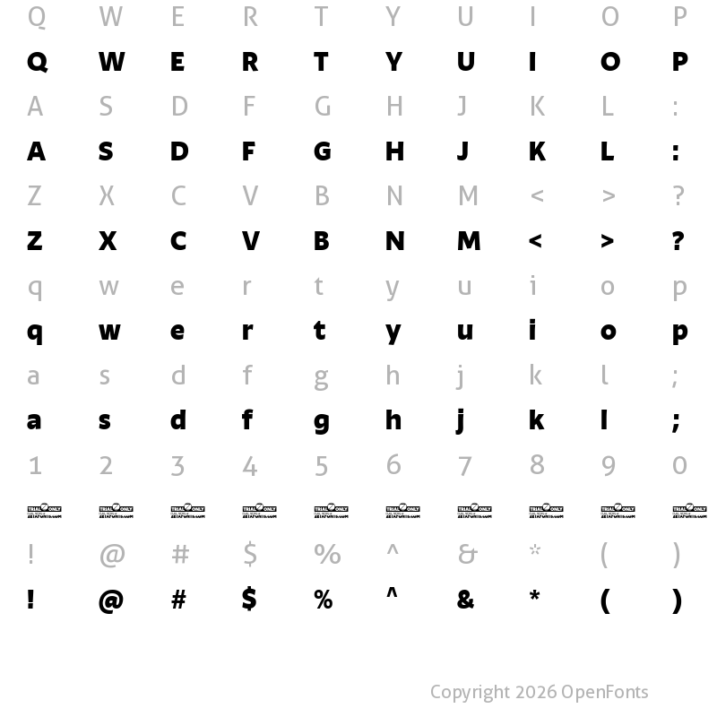 Character Map of Ambra Sans Trial Extrabold
