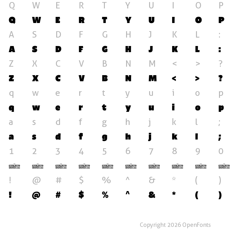 Character Map of Ambra Sans Trial Heavy
