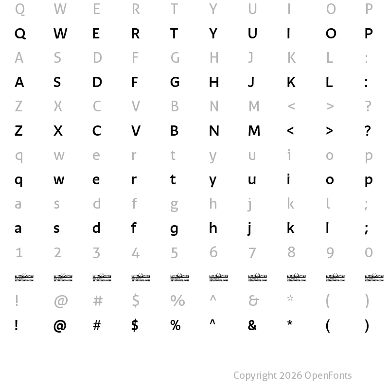 Character Map of Ambra Sans Trial Medium