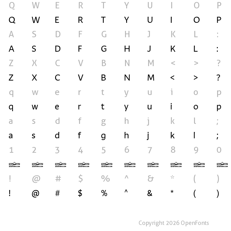 Character Map of Ambra Sans Trial Regular