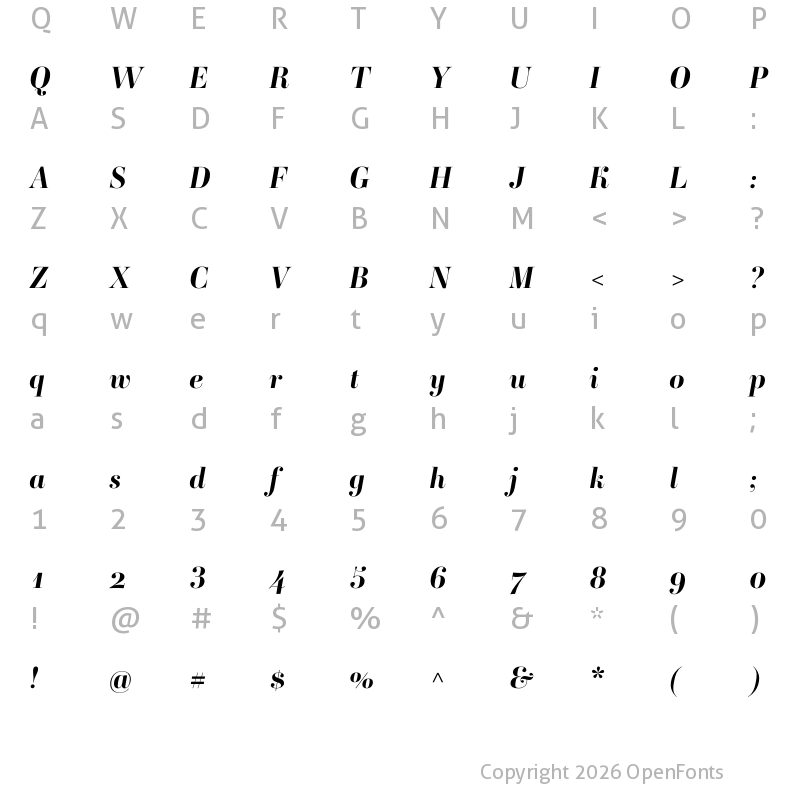 Character Map of Ambroise Std Bold Italic