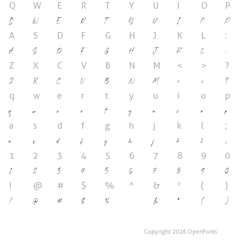Character Map of Ambrosia Daughter Regular