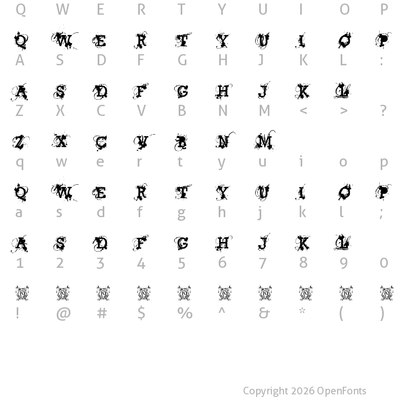 Character Map of American Bravado Regular