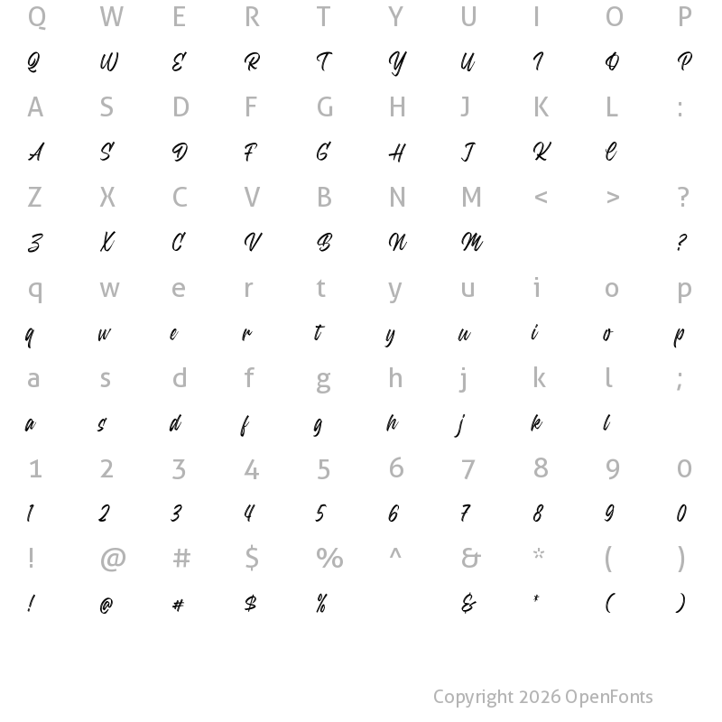 Character Map of American Brush Regular