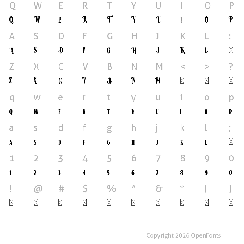 Character Map of American Label Regular