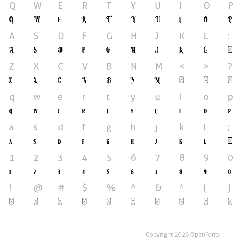 Character Map of American Label Strip Regular