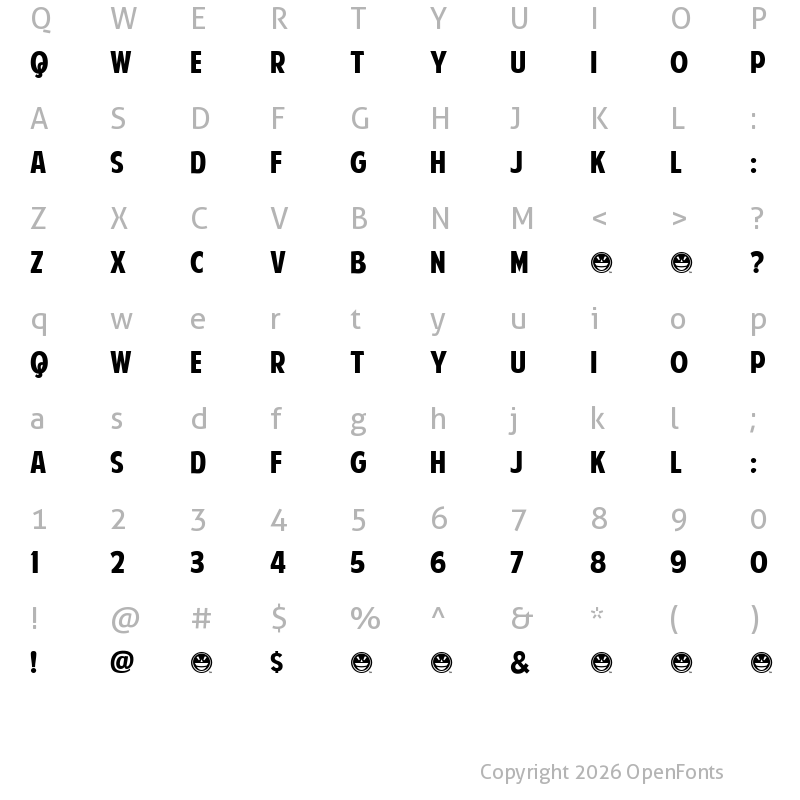 Character Map of American Purpose Regular