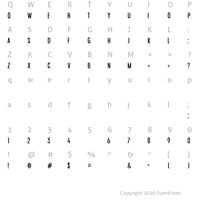Character Map of americana medium
