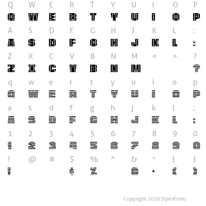 Character Map of Americana Regular