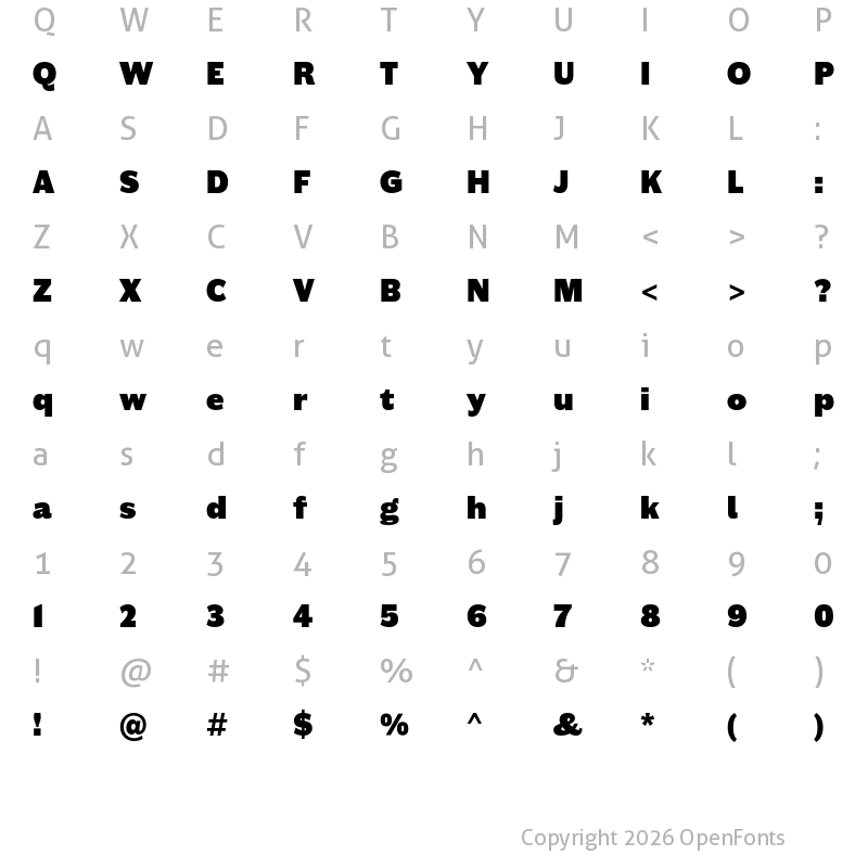 Character Map of Americane Black