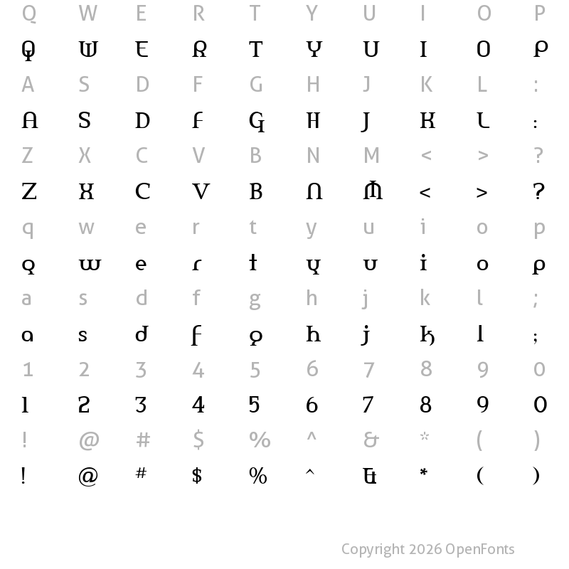 Character Map of Amerika Regular