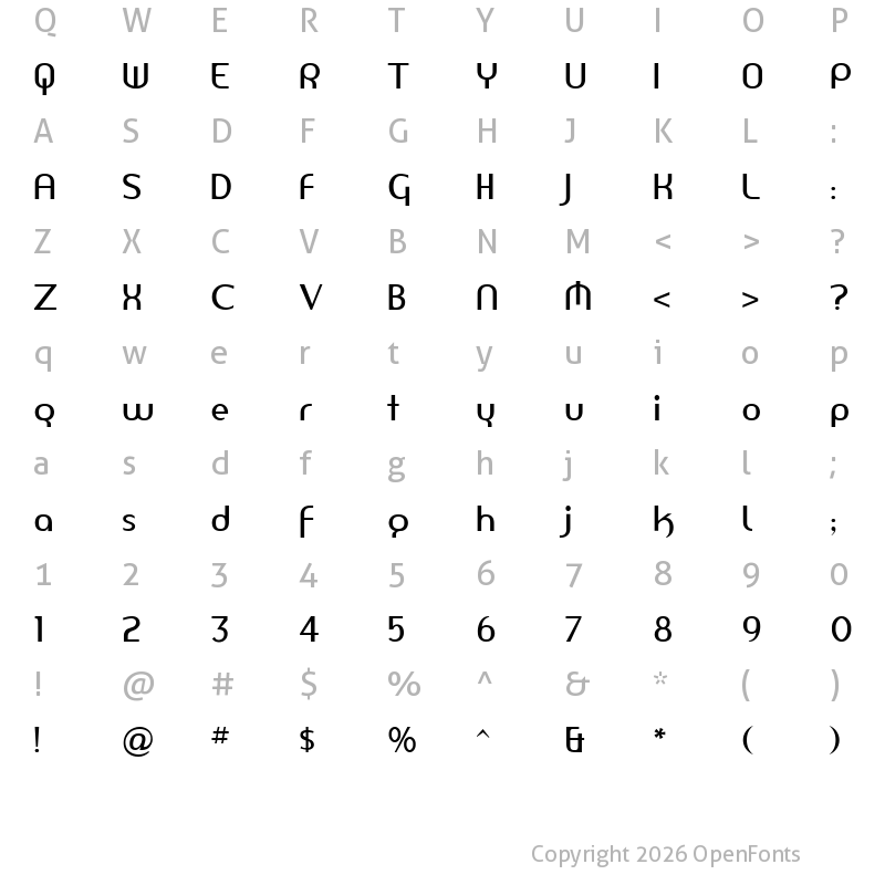 Character Map of Amerika Sans Regular