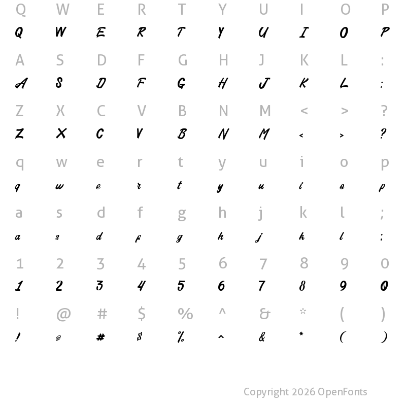 Character Map of Amigdala Regular