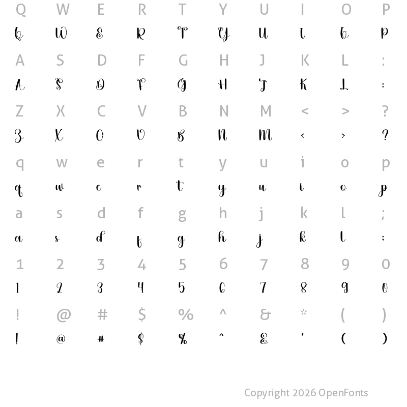 Character Map of Aminah Regular