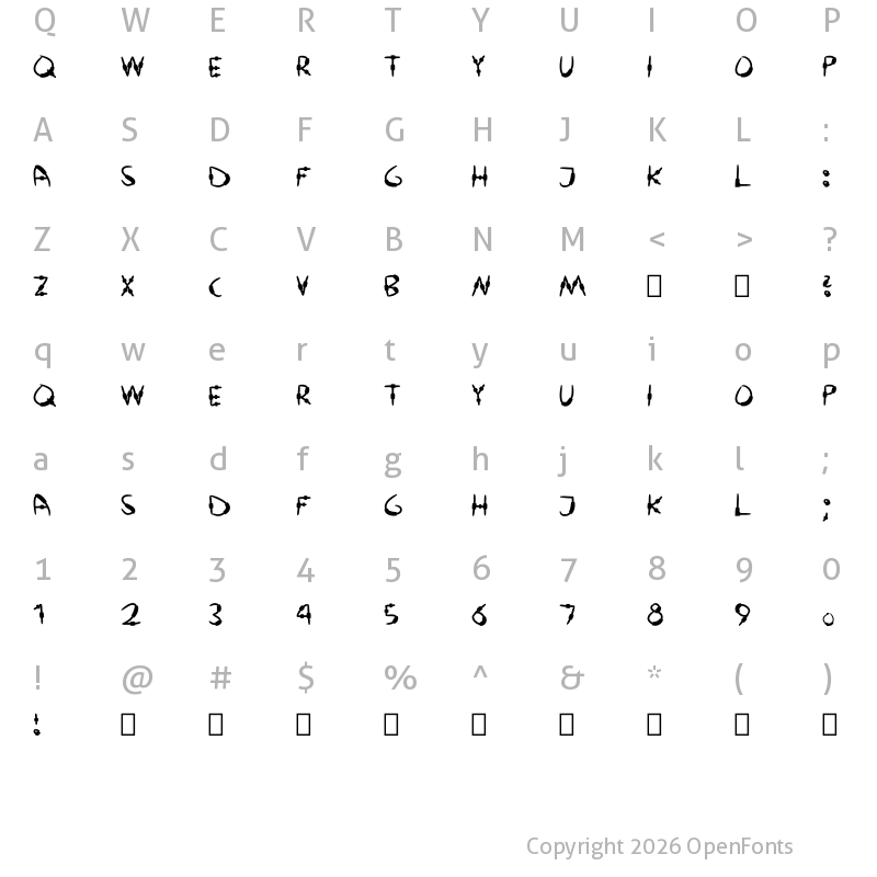 Character Map of Amish Cyborg Regular