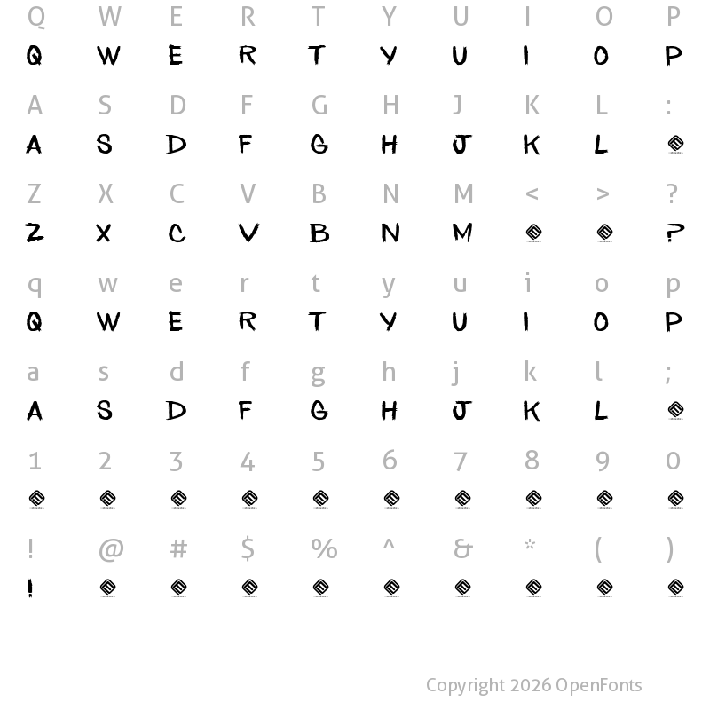 Character Map of Among Dead Priest Regular