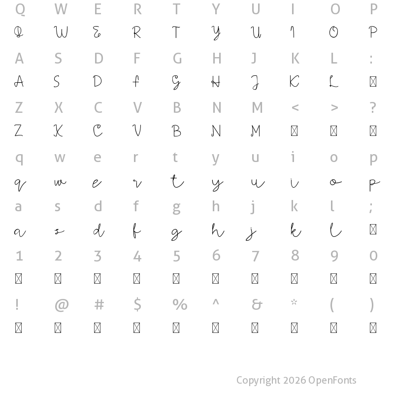 Character Map of AMORICA SCRIPT DEMO Regular