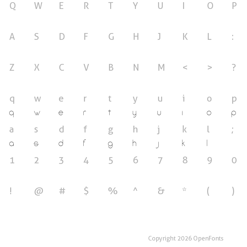 Character Map of Amorino Regular