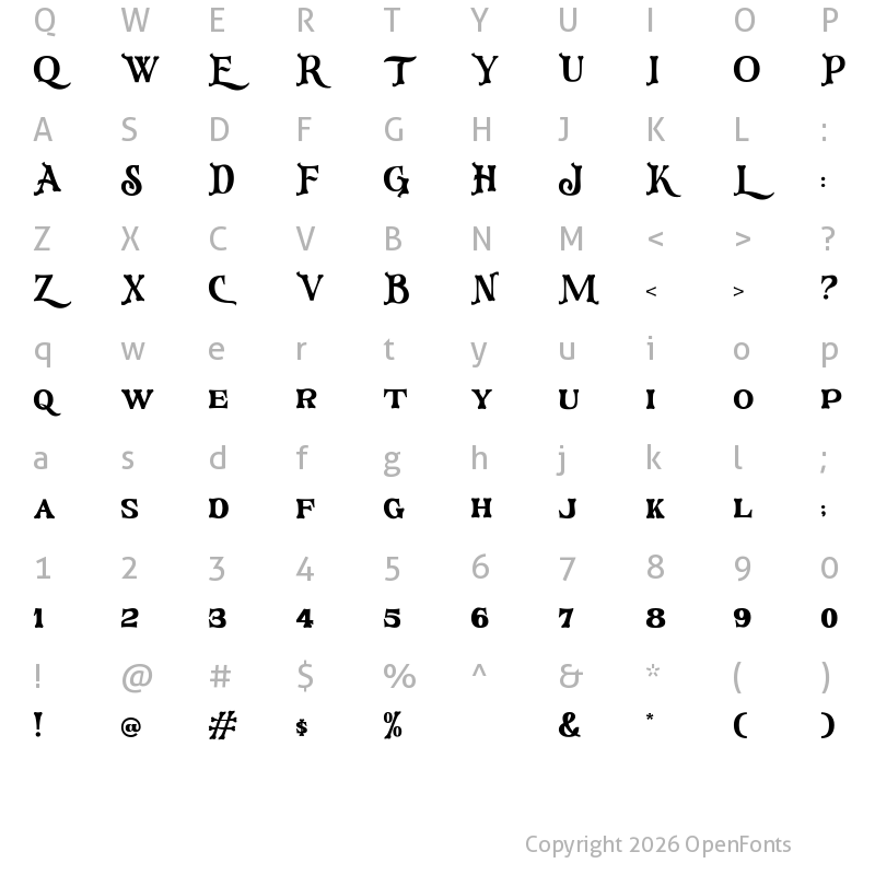 Character Map of Amorius DEMO Regular