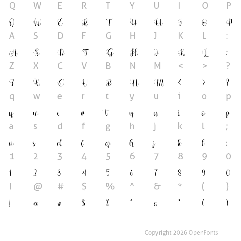 Character Map of Amour Regular
