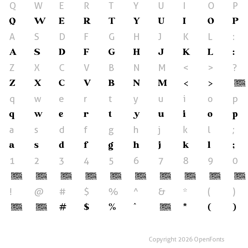 Character Map of Amoura Rosbele Regular