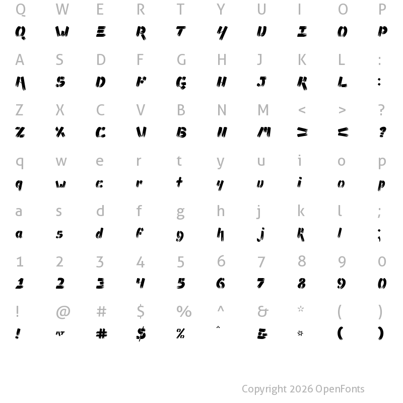 Character Map of Ampad Brush Regular