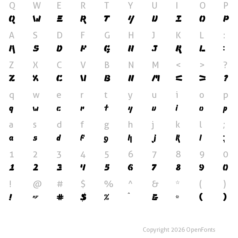 Character Map of Ampad Solid Regular
