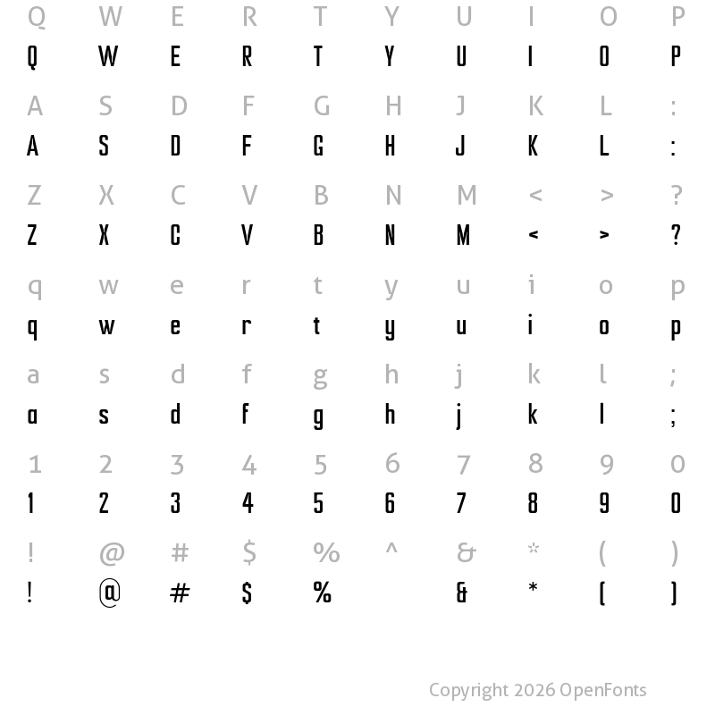 Character Map of Ampero Regular