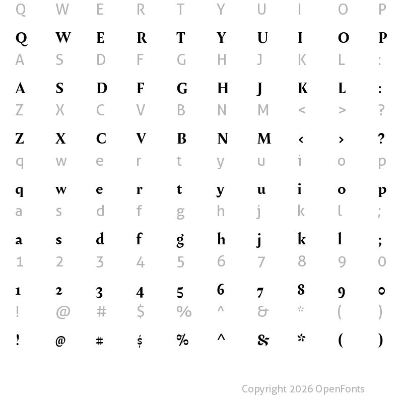 Character Map of Amster Bold