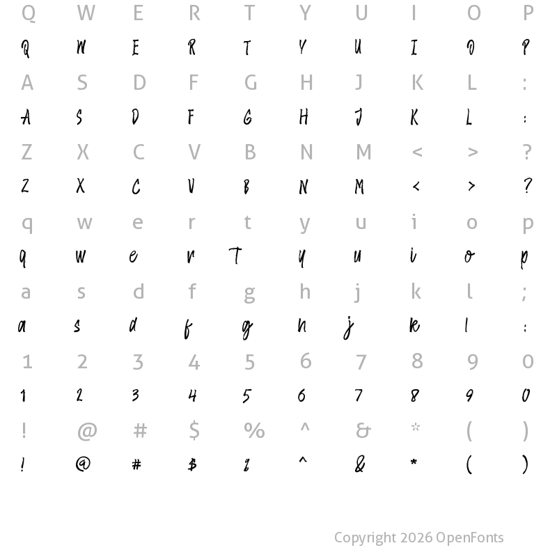 Character Map of Amster Brush Regular