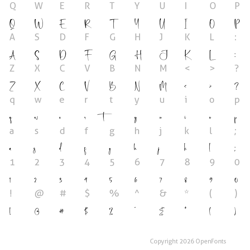 Character Map of Amsterdam Bright Regular