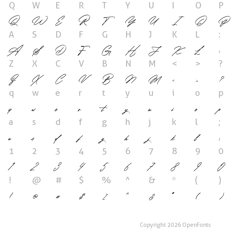 Character Map of Amsterday Signature Regular