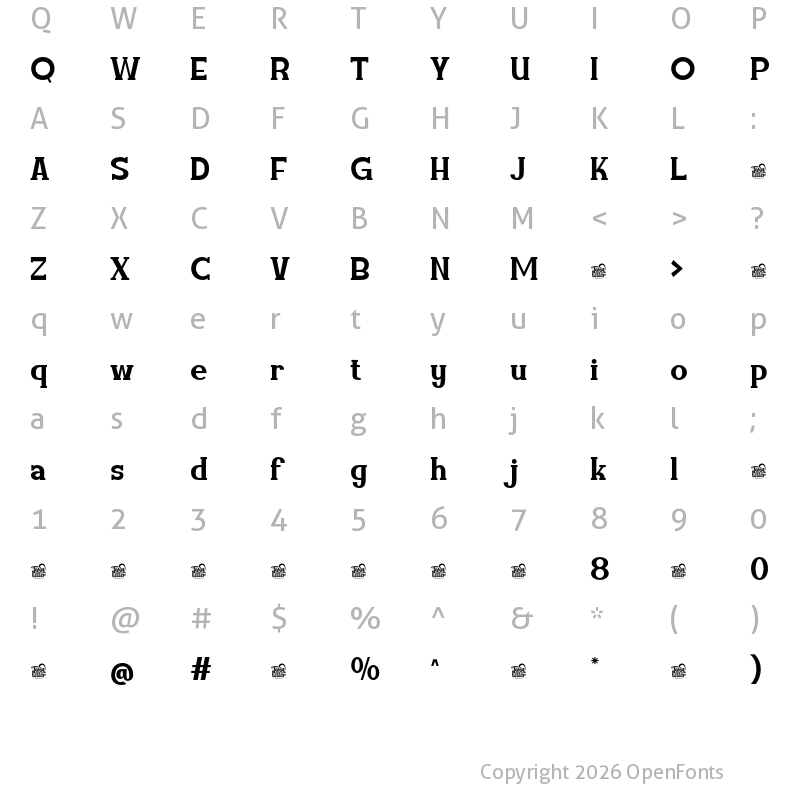 Character Map of Amuttix Trial Regular
