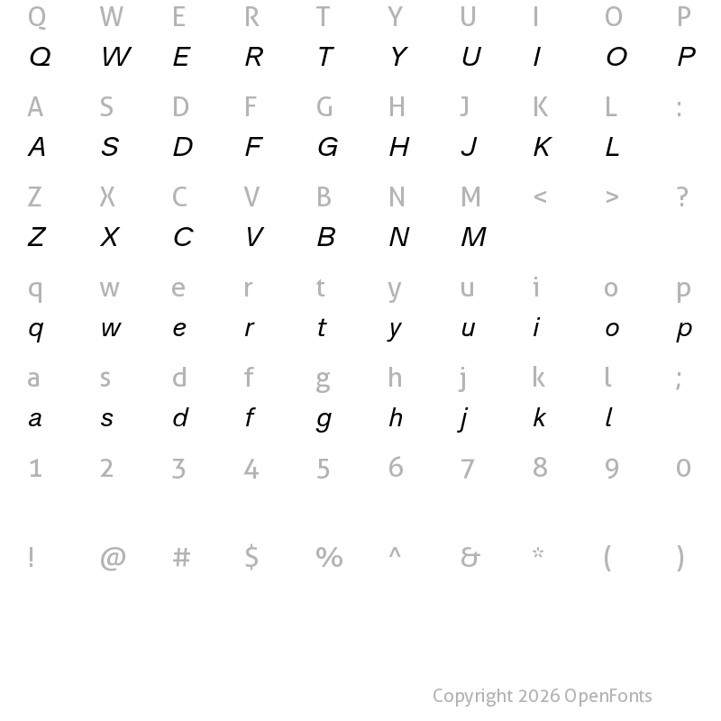 Character Map of Analogue Reduced 56 Oblique