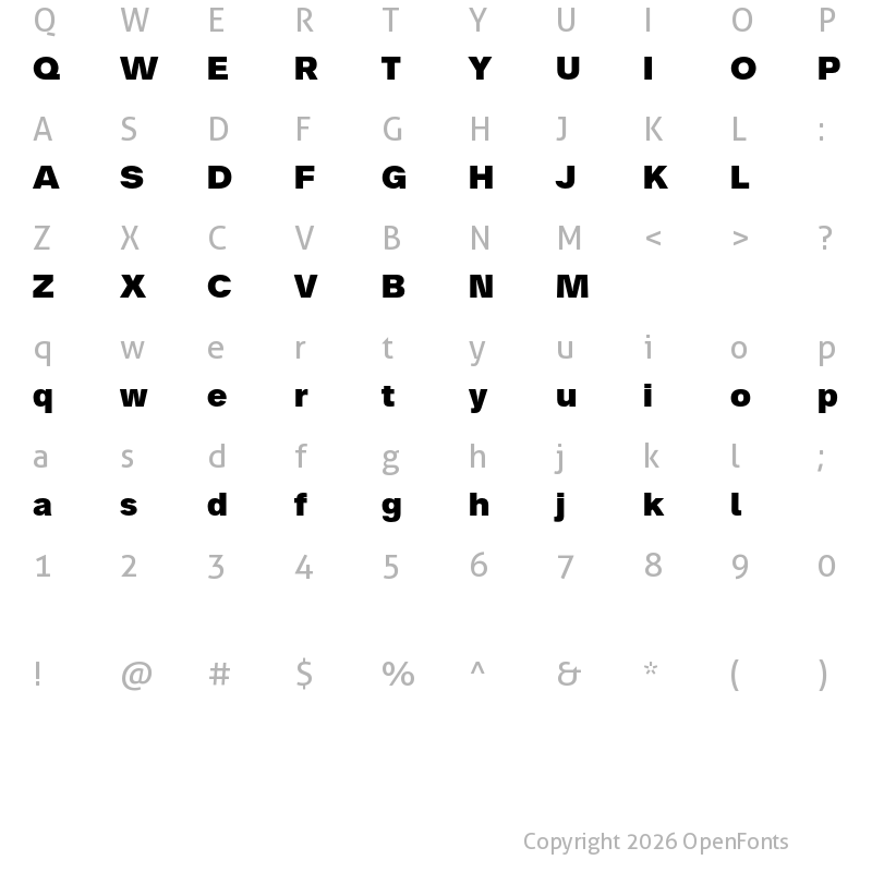 Character Map of Analogue Reduced 85 Black