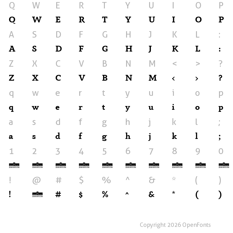 Character Map of Anaphora Trial Bold