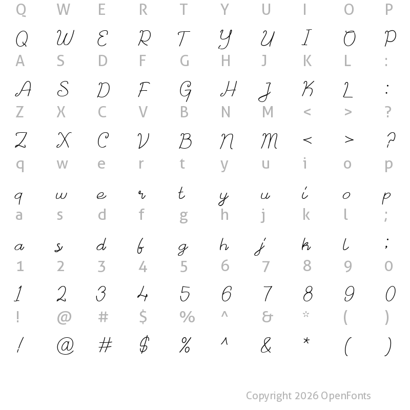 Character Map of Ancient Flower Regular