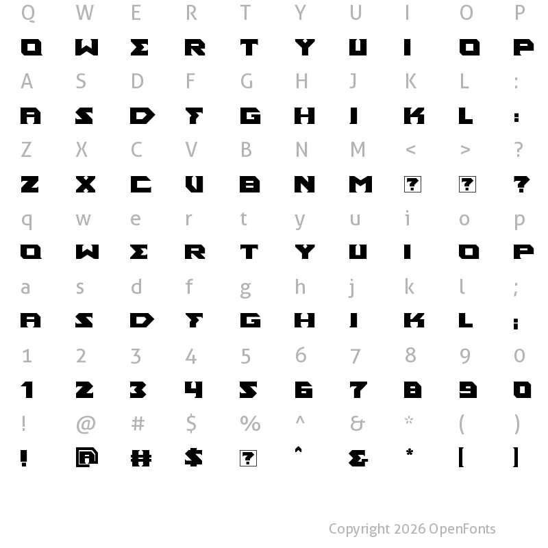 Character Map of Ancient God Bold