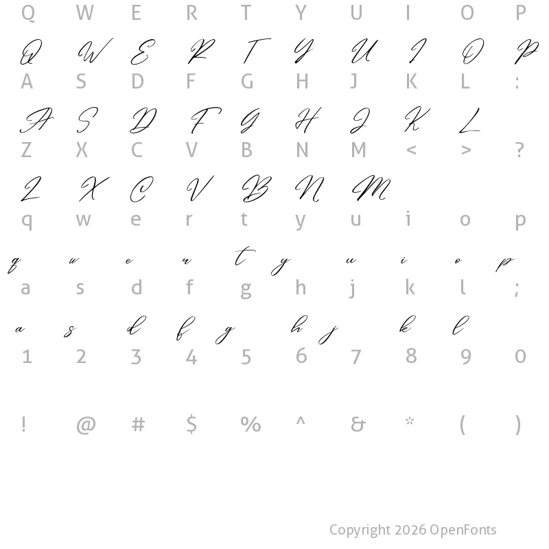 Character Map of Andasia Regular