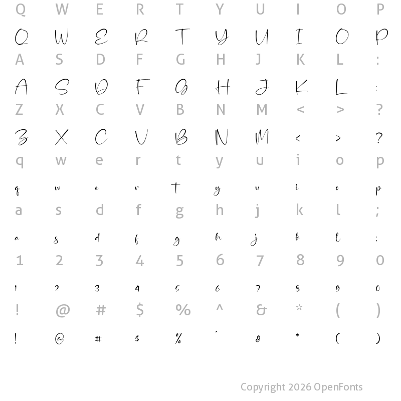 Character Map of Andella Regular