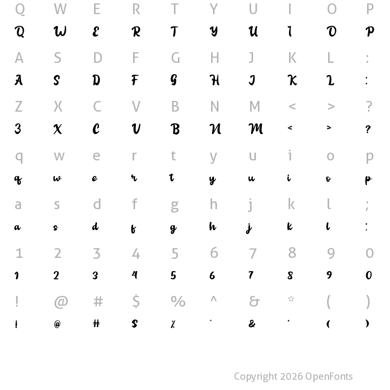 Character Map of Anderlin Daily Regular