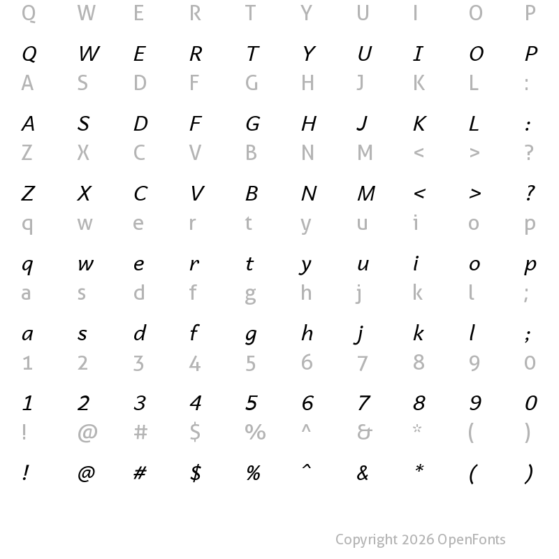 Character Map of Andika New Basic Italic