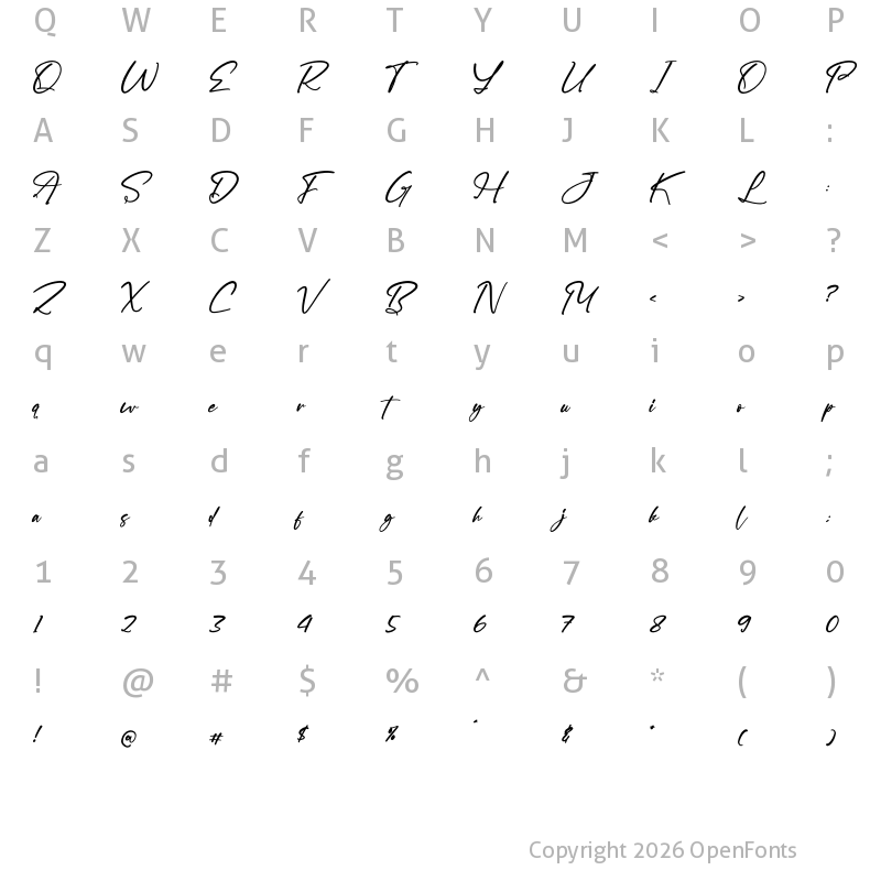 Character Map of Andolamtte Regular