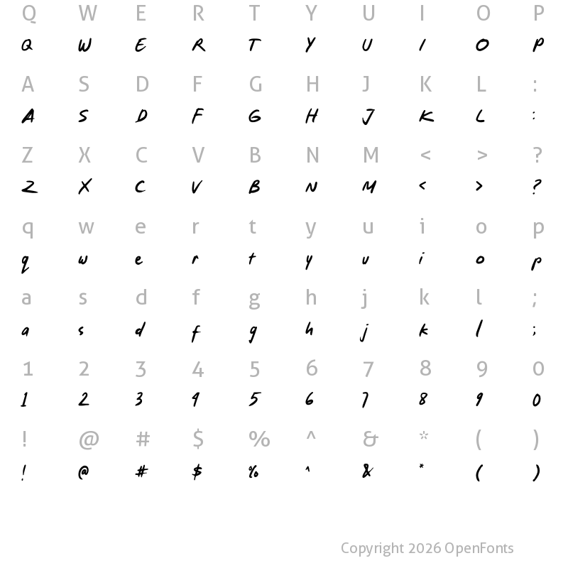 Character Map of Andolismen Regular