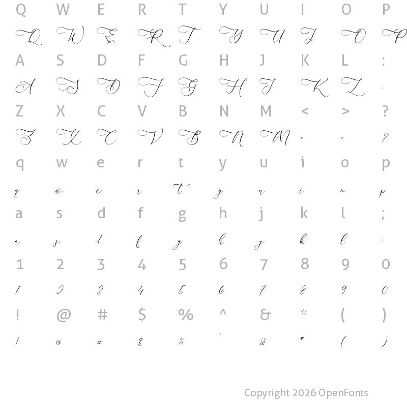 Character Map of Andorale Heart Regular